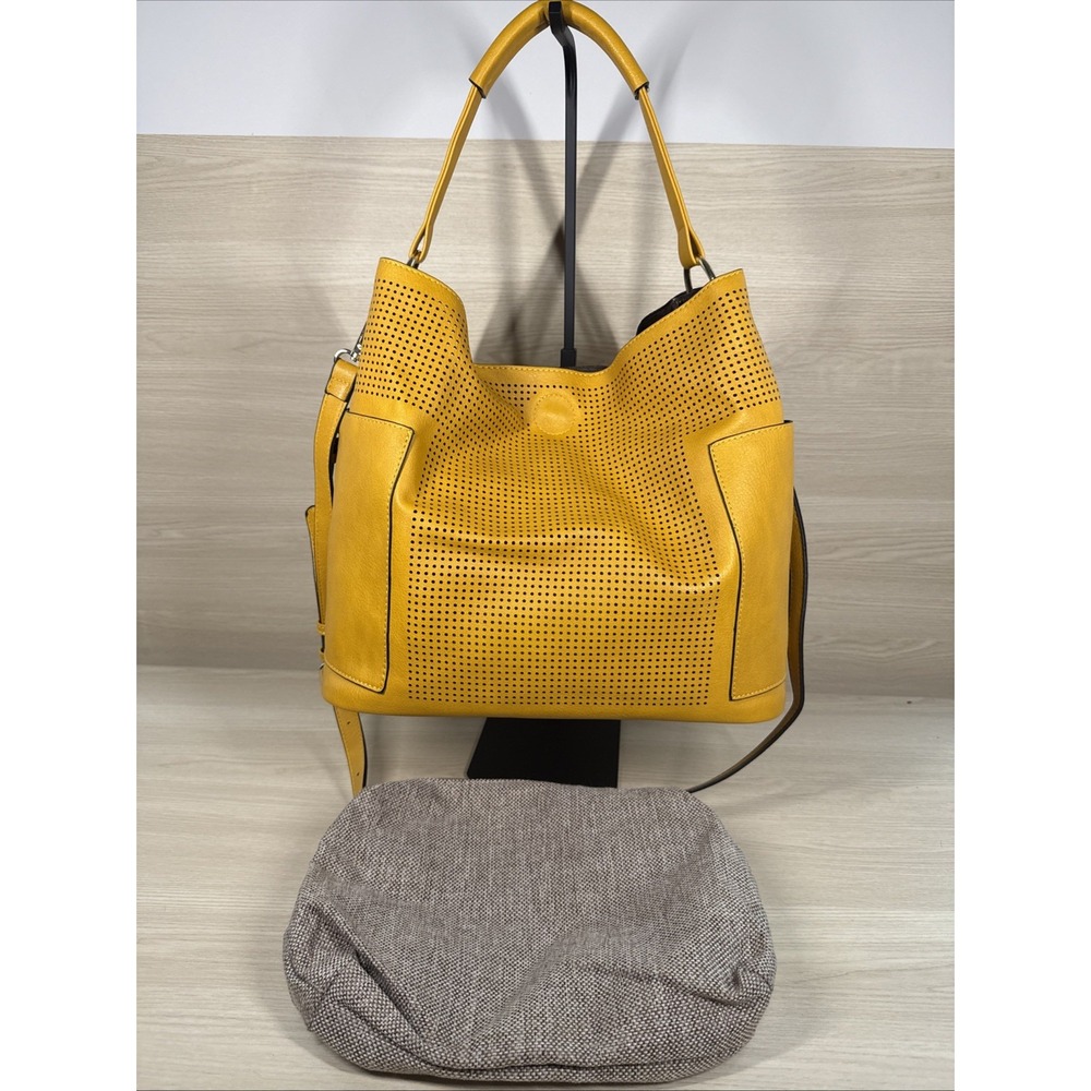 Le Miel Perforated‎ 2-in-1 Tote Shoulder Bag Mustard Yellow Crossbody Shoulder